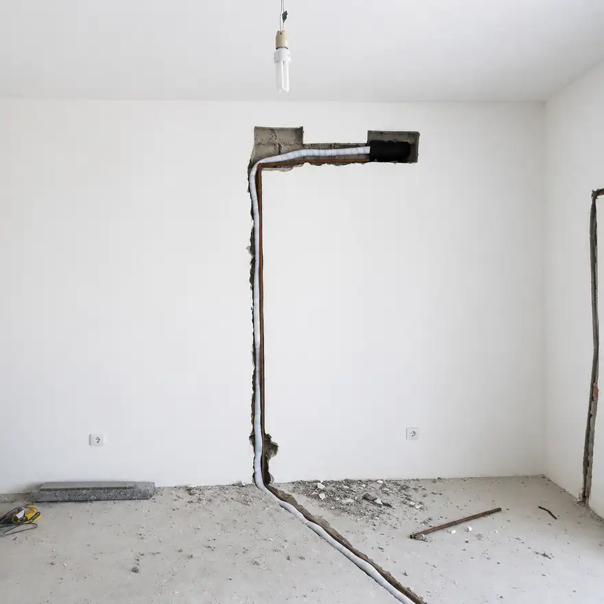 Infraestrutura de ar-condicionado embutida em ambiente ainda em obra
